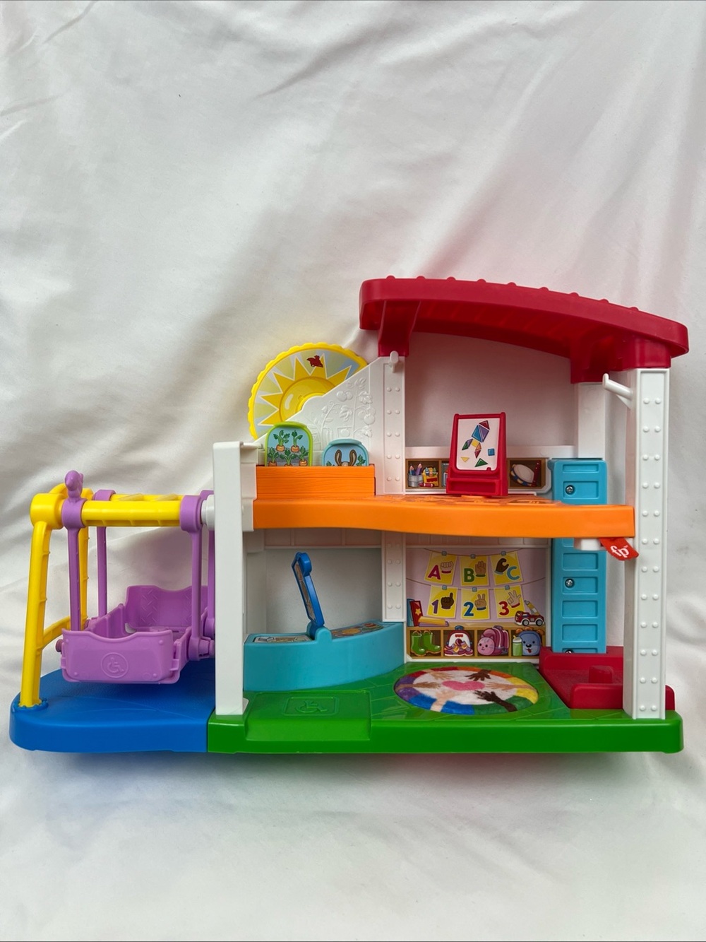 Fisher Price Little People Play For All School with Swing Fuzzy Carpet Elevator